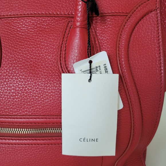 NEW Mini Celine Luggage Red Leather Handbag - Picture 10 of 10